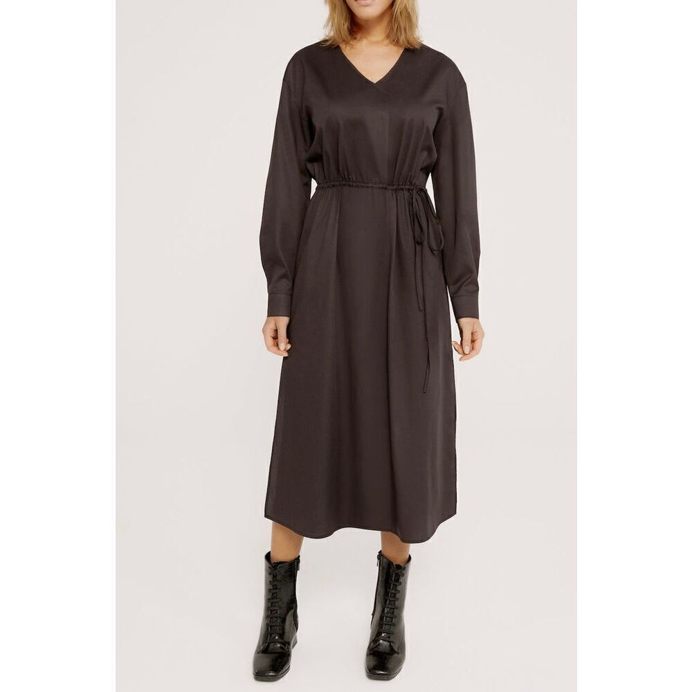 NWT Nordstrom Harshman Belinda A-Line Midi Little Black Holiday Fall Dress Large